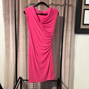 Vince Camuto, 95% polyester 5% spandex, mid length body hugging, small, pink
